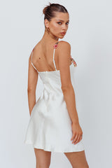 Rose Garden Floral Applique Mini Dress Oyster