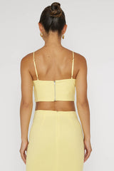 Ferrera Piping Trim Crop Top Yellow