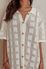 Best Friend Knit Shirt Dress Beige