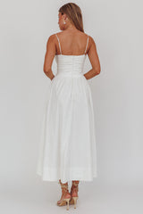 Ezrah A-Line Rosette Maxi Dress White