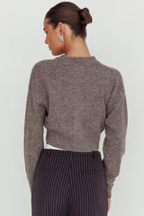 Netherlands Drop Shoulder Crop Cardigan Grey